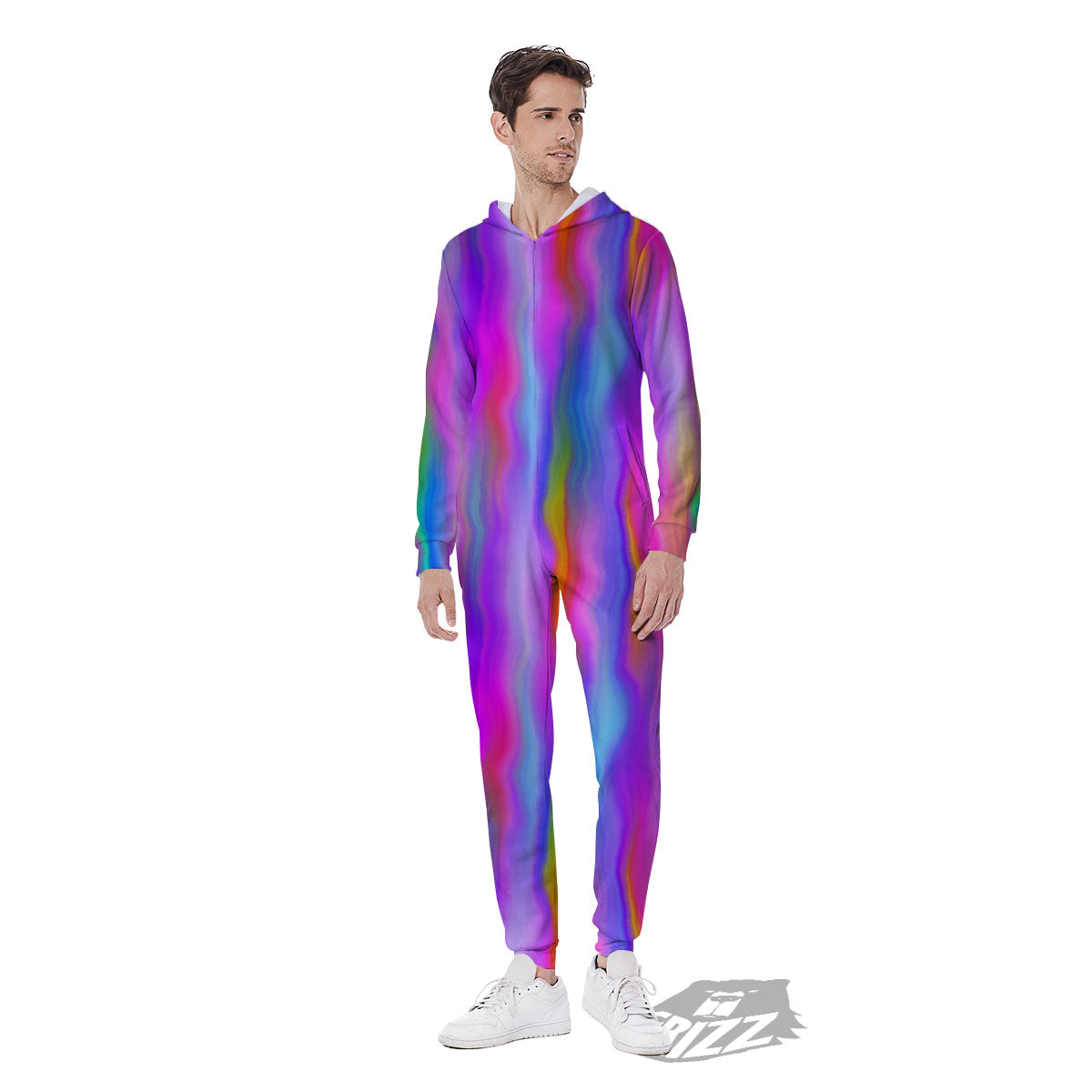 Gradient Psychedelic Print Pattern Men's Jumpsuit-grizzshop