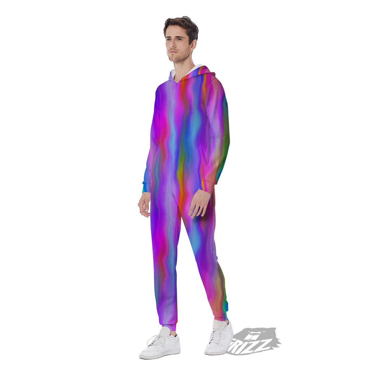 Gradient Psychedelic Print Pattern Men's Jumpsuit-grizzshop