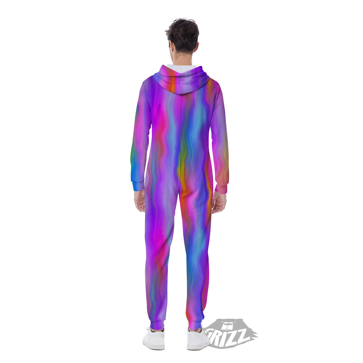 Gradient Psychedelic Print Pattern Men's Jumpsuit-grizzshop