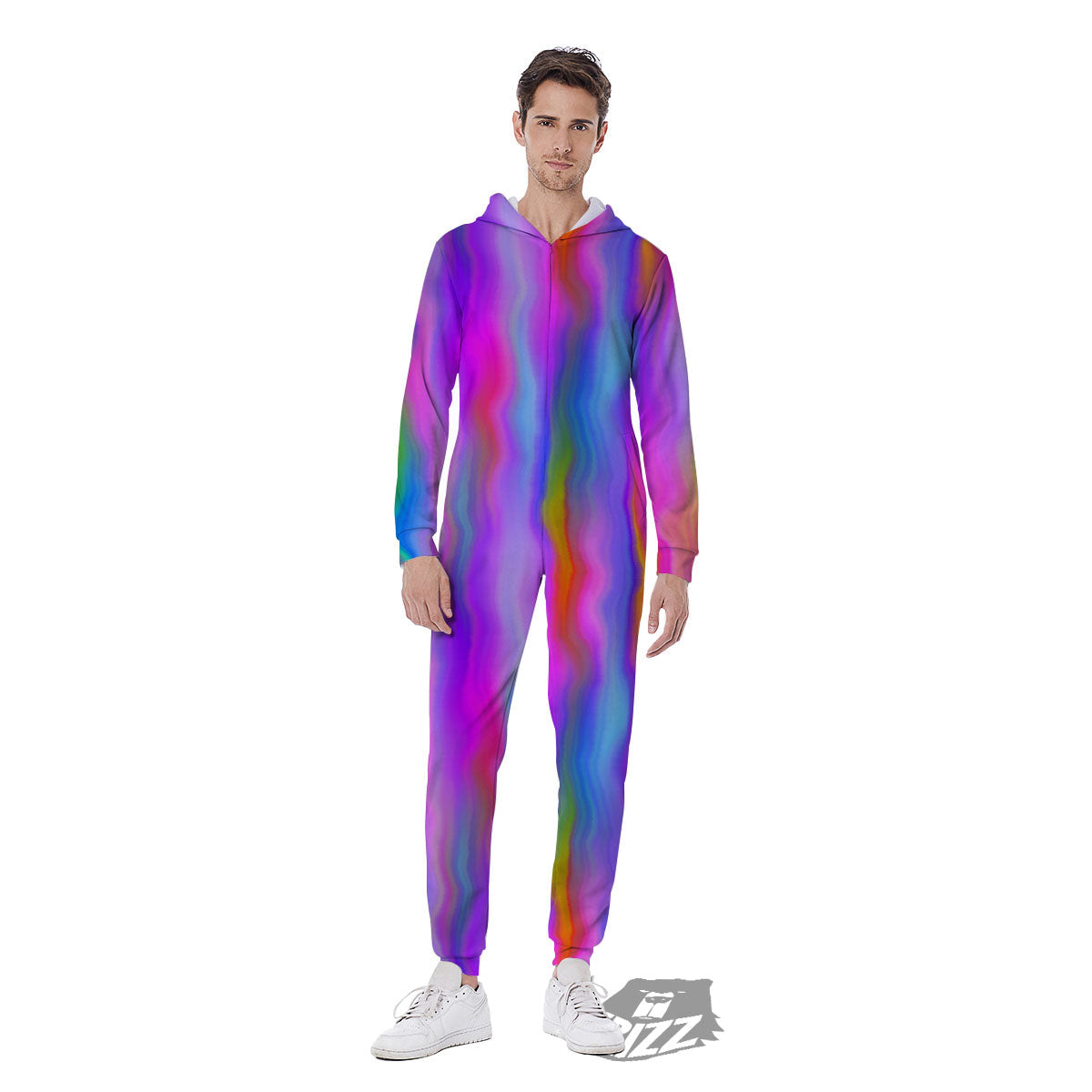 Gradient Psychedelic Print Pattern Men's Jumpsuit-grizzshop