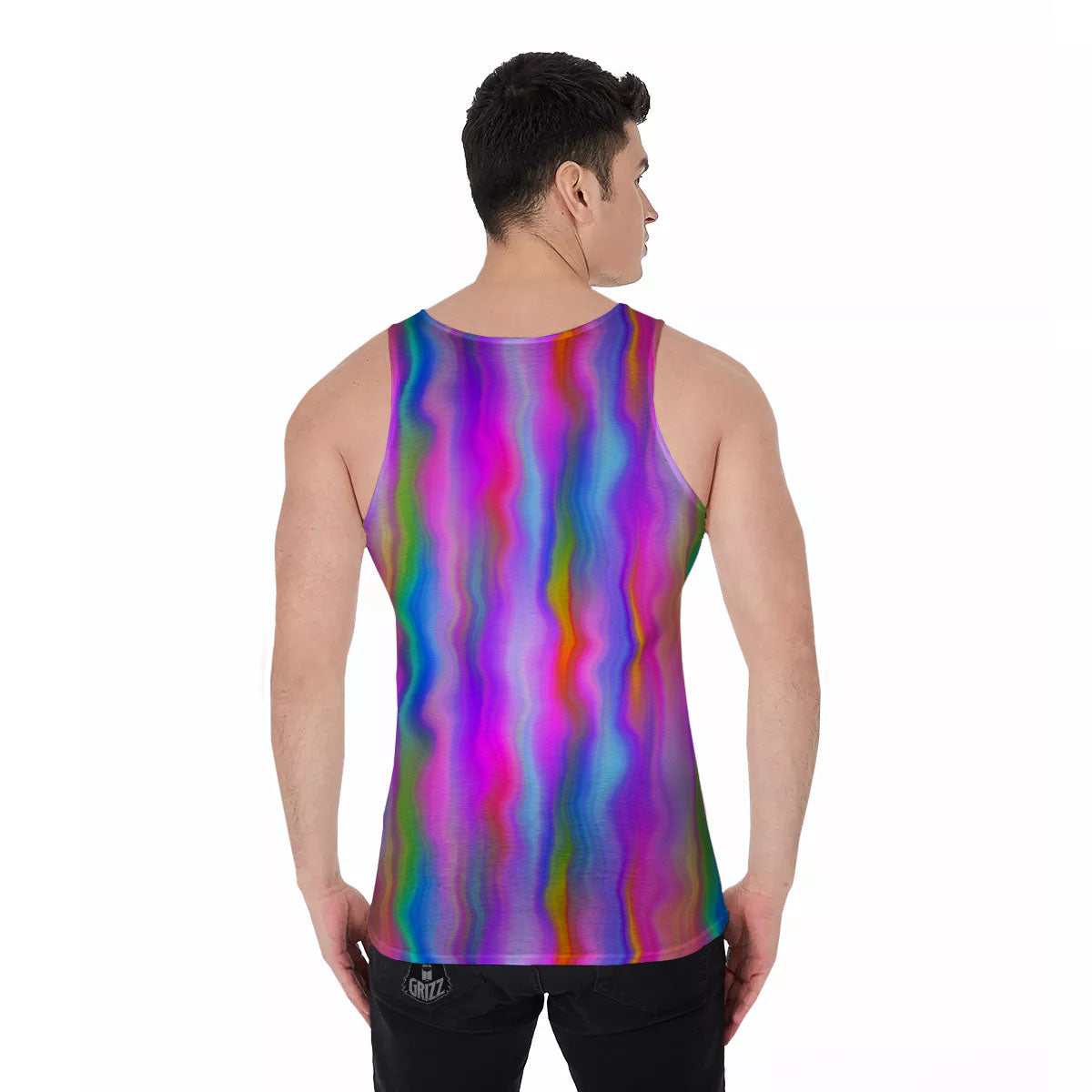 Gradient Psychedelic Print Pattern Men's Tank Top-grizzshop