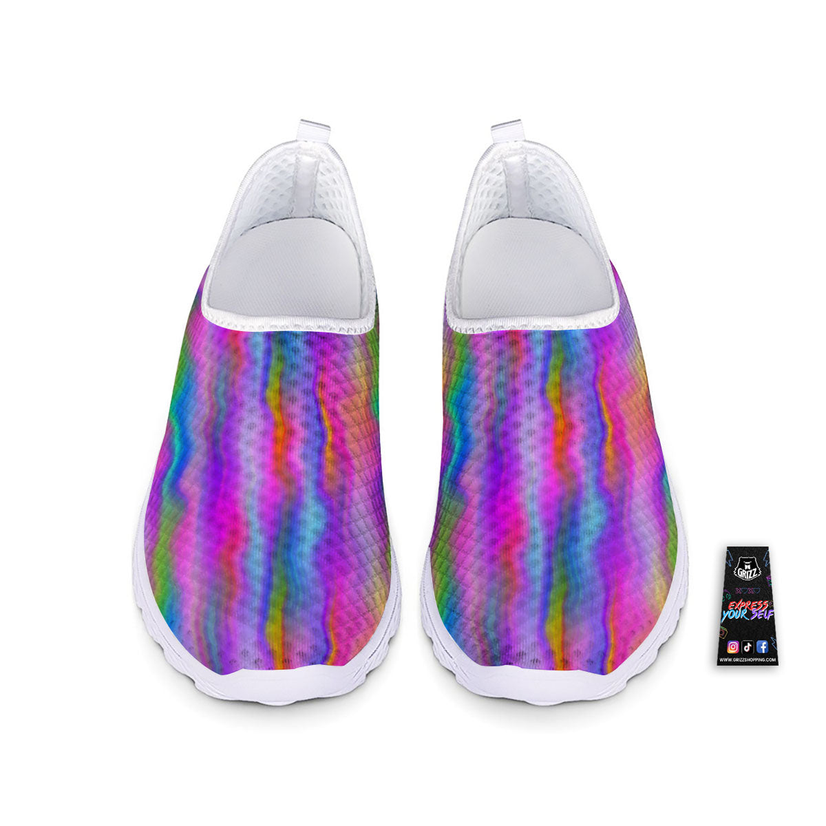 Gradient Psychedelic Print Pattern Nurse Shoes-grizzshop