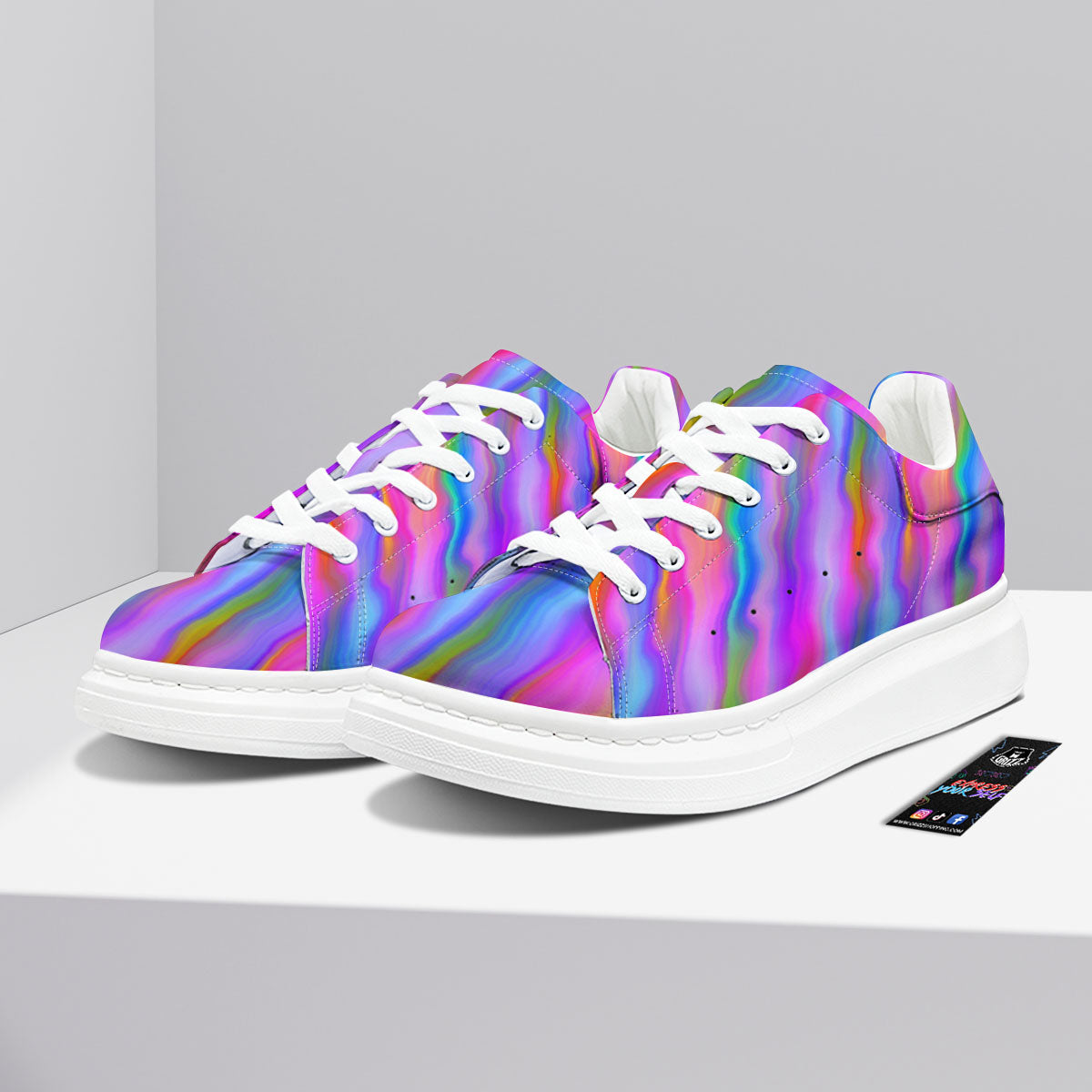 Gradient Psychedelic Print Pattern Platform Shoes-grizzshop