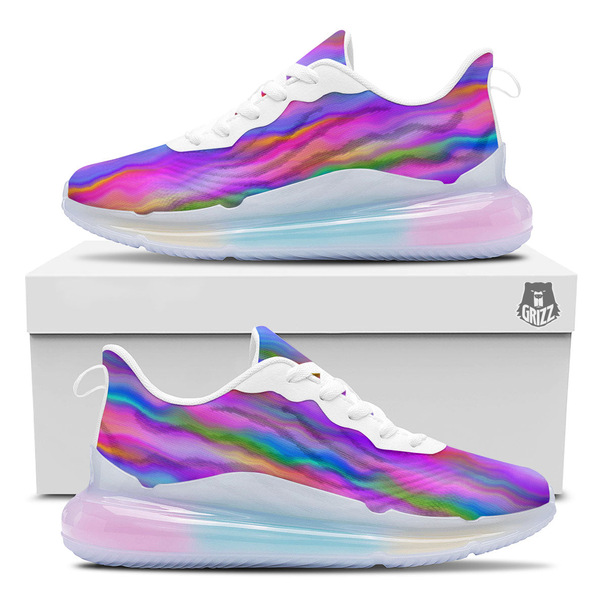 Gradient Psychedelic Print Pattern Running Sneakers-grizzshop