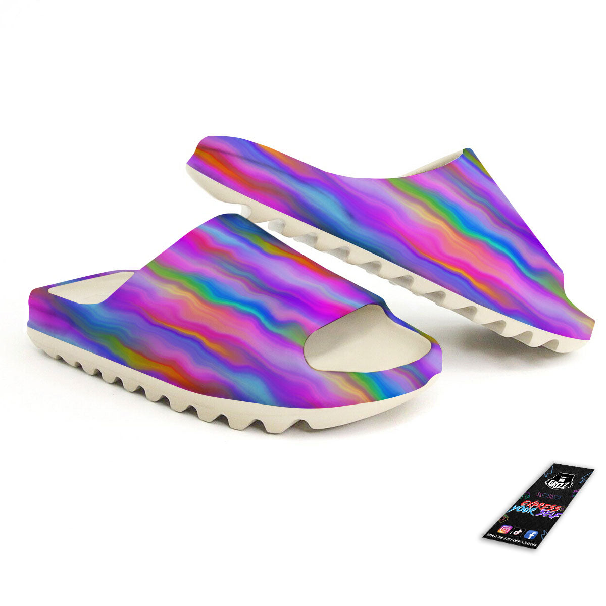 Gradient Psychedelic Print Pattern Sandals-grizzshop