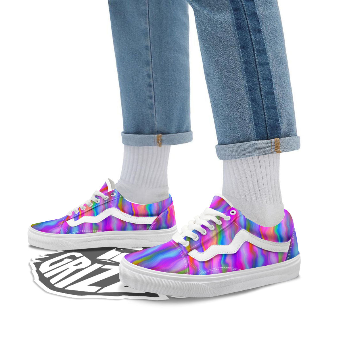 Gradient Psychedelic Print Pattern Skate Shoes-grizzshop