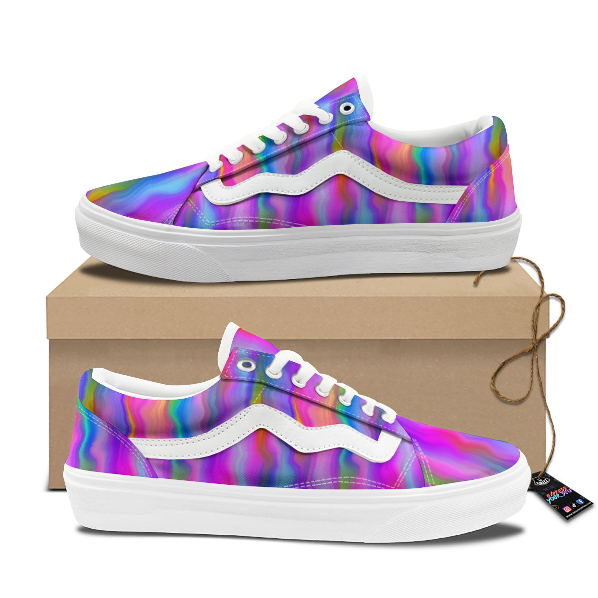 Gradient Psychedelic Print Pattern Skate Shoes-grizzshop