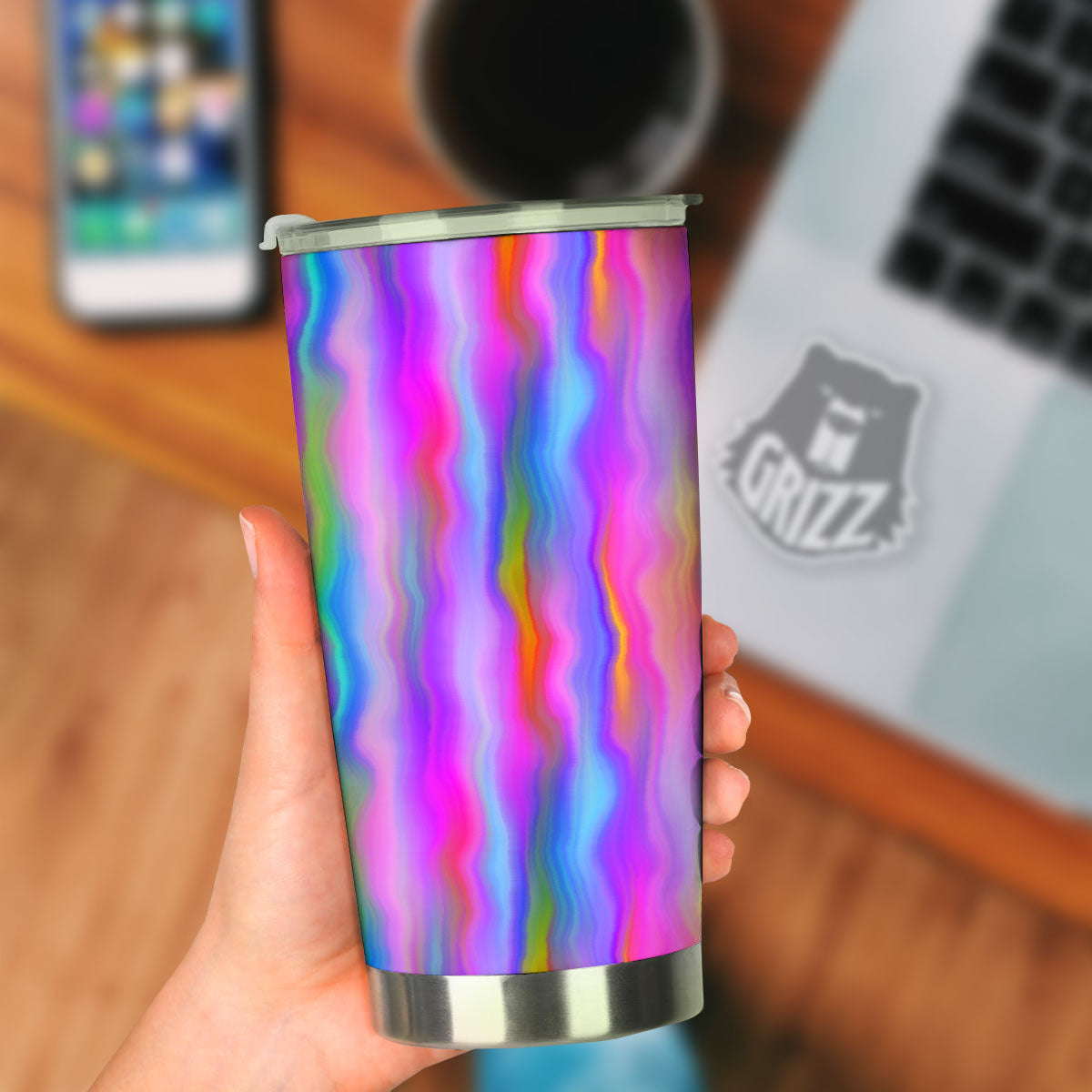 Gradient Psychedelic Print Pattern Tumbler-grizzshop