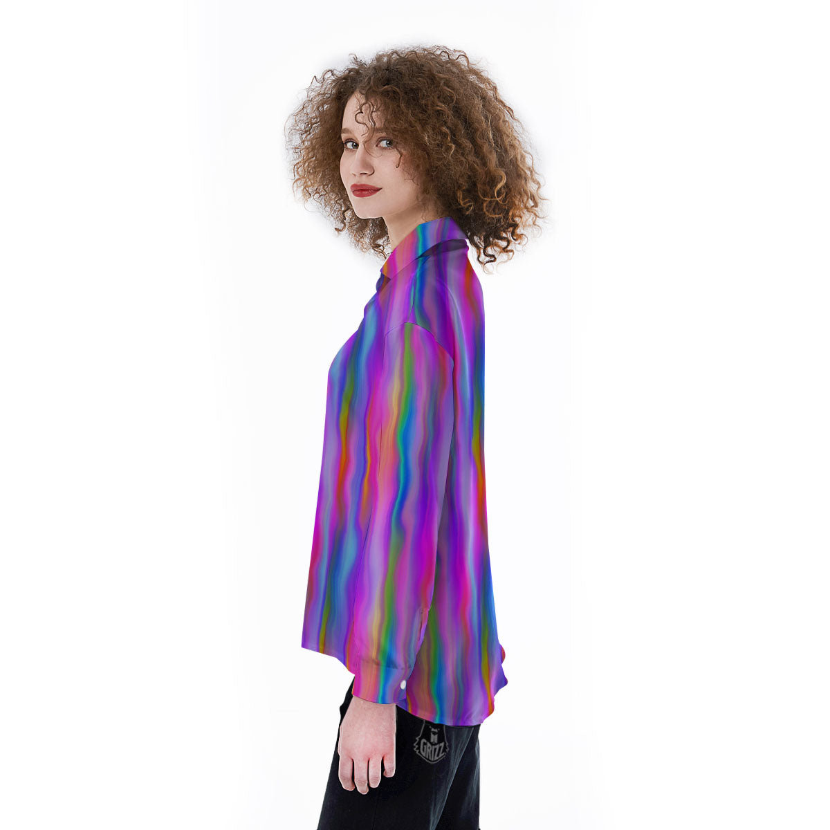 Gradient Psychedelic Print Pattern Women's Long Sleeve Shirts-grizzshop