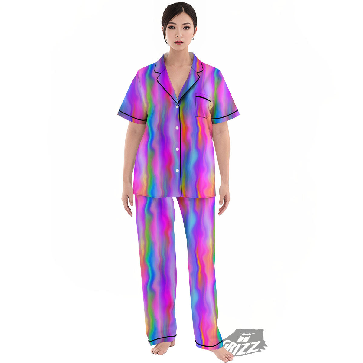 Gradient Psychedelic Print Pattern Women's Pajamas Set-grizzshop
