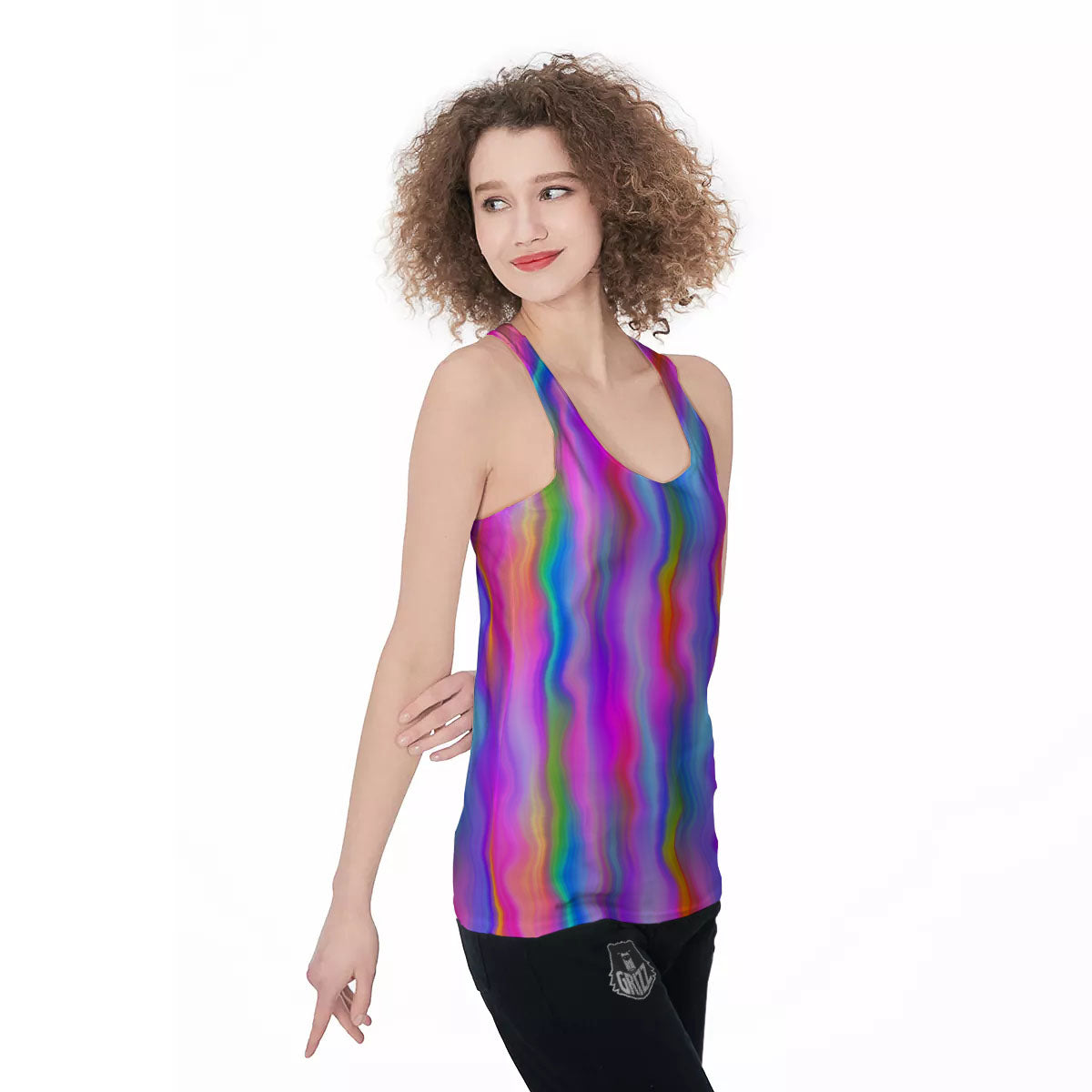 Gradient Psychedelic Print Pattern Women's Racerback Tank Top-grizzshop