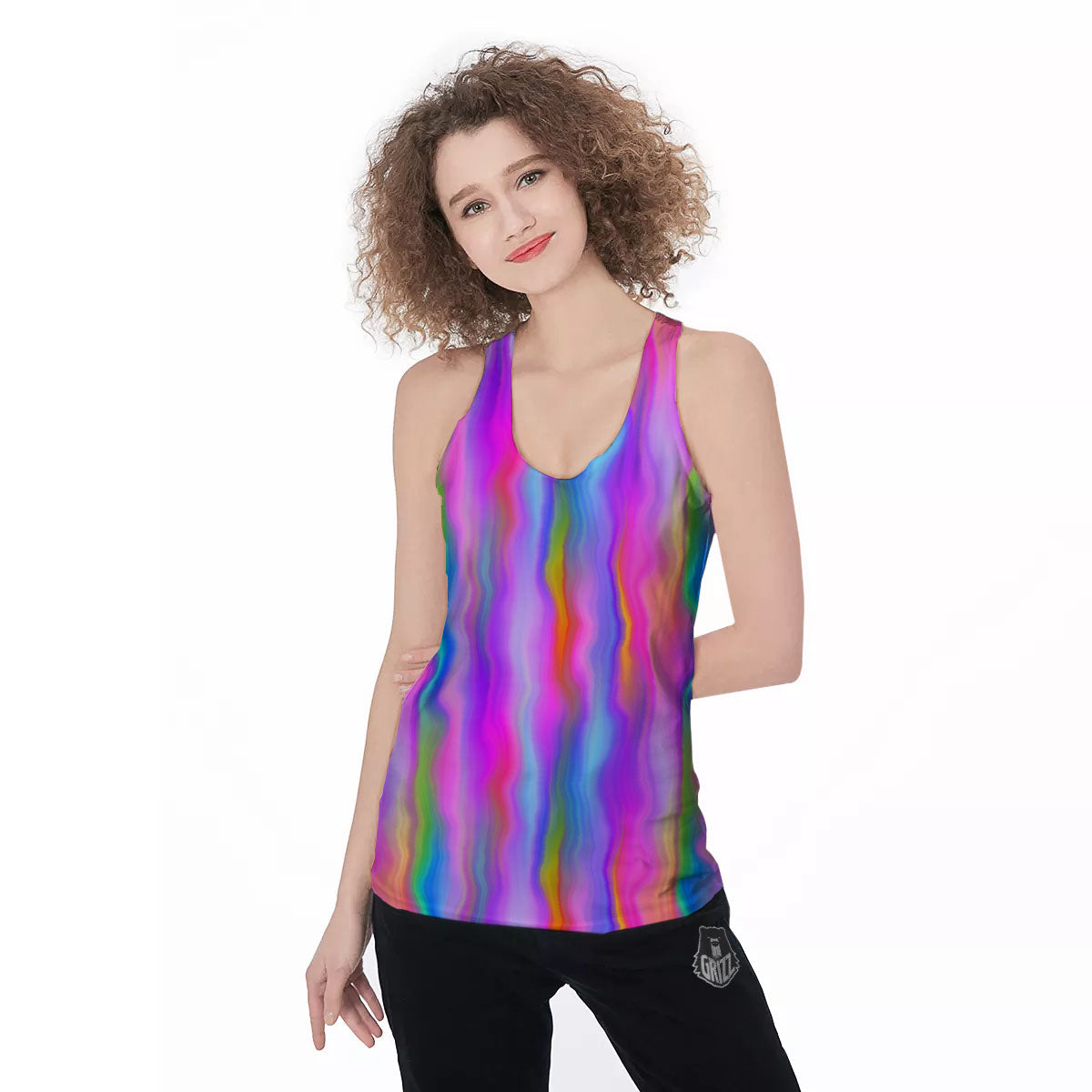 Gradient Psychedelic Print Pattern Women's Racerback Tank Top-grizzshop