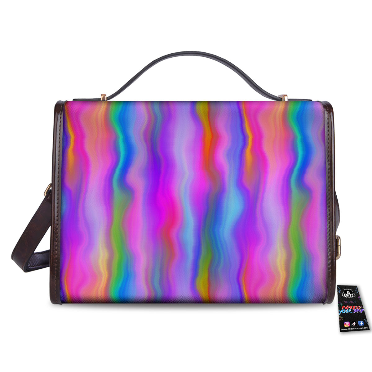 Gradient Psychedelic Print Pattern Women's Satchel Bag-grizzshop