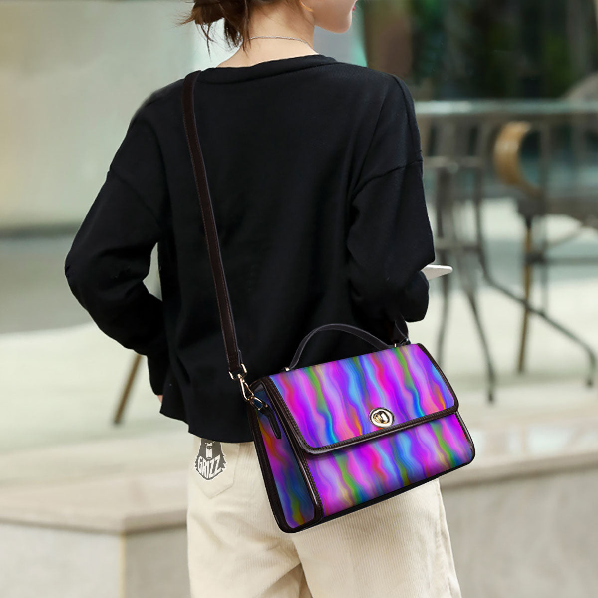 Gradient Psychedelic Print Pattern Women's Satchel Bag-grizzshop