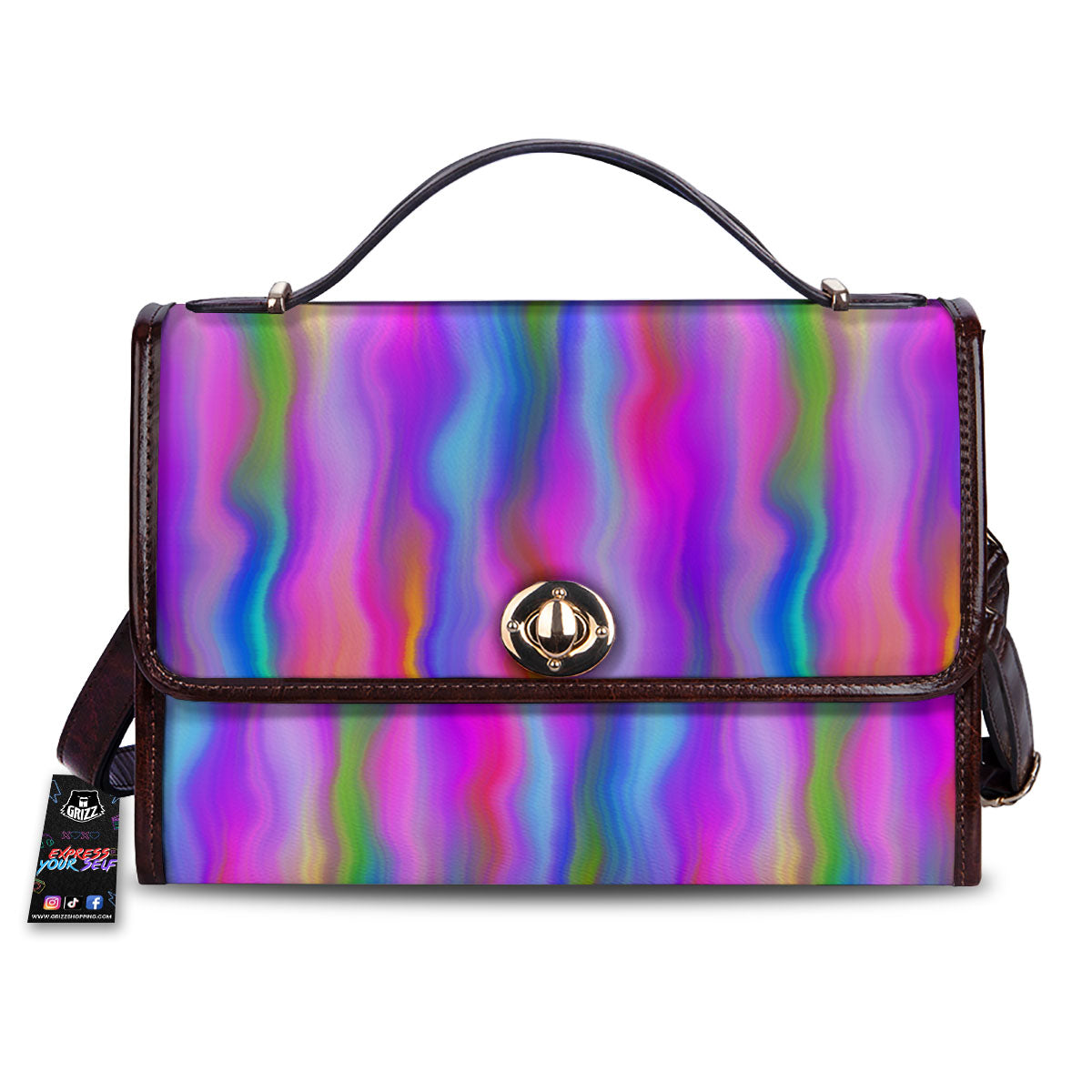 Gradient Psychedelic Print Pattern Women's Satchel Bag-grizzshop