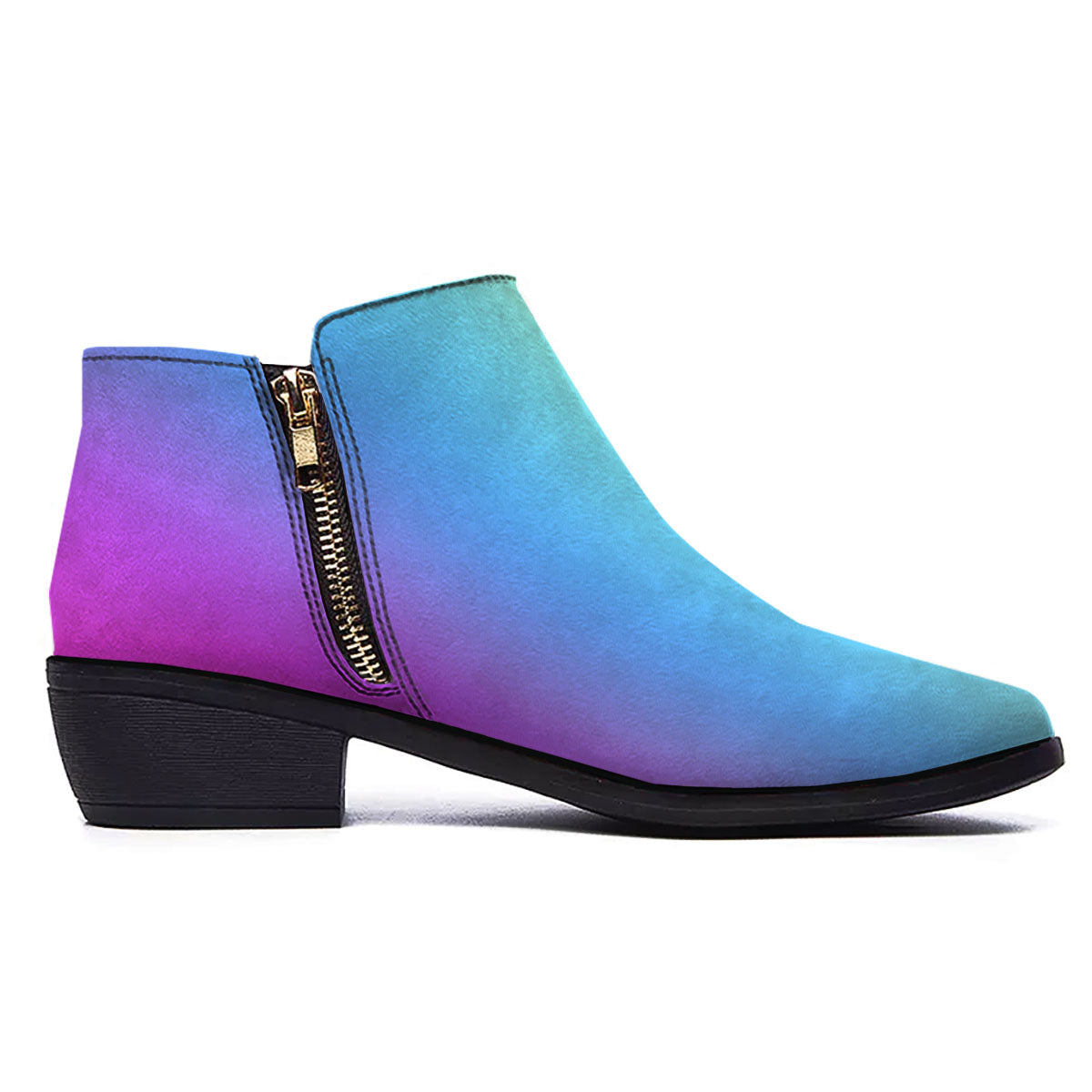 Gradient Rainbow Print Pattern Ankle Boots-grizzshop