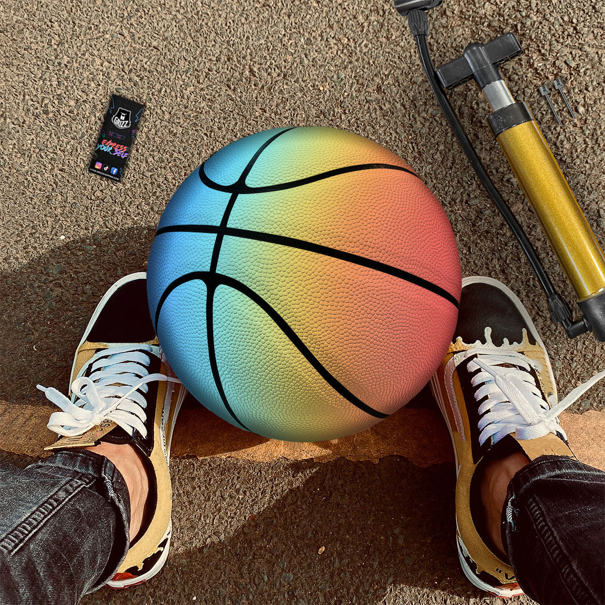 Gradient Rainbow Print Pattern Basketball-grizzshop