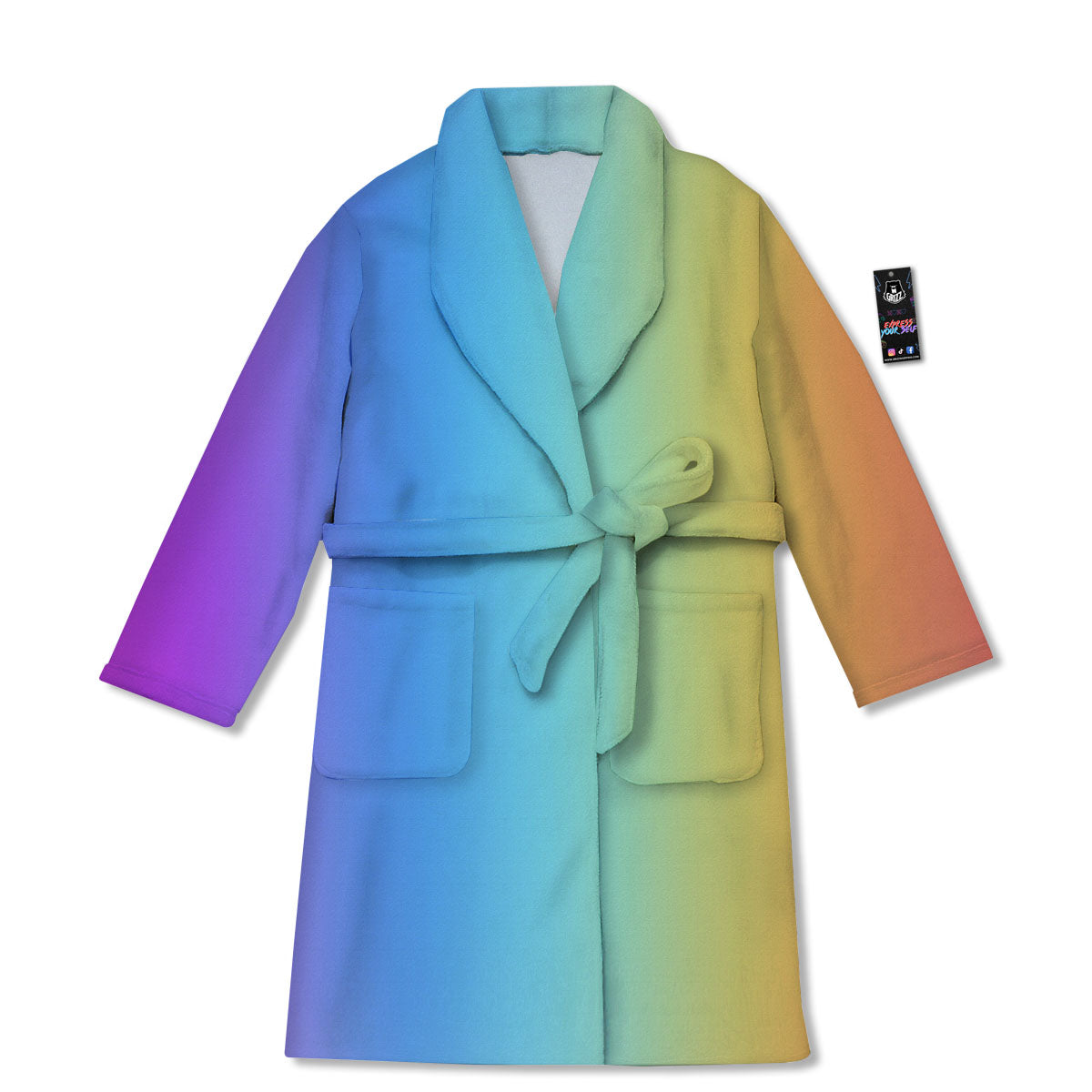 Gradient Rainbow Print Pattern Bathrobe-grizzshop