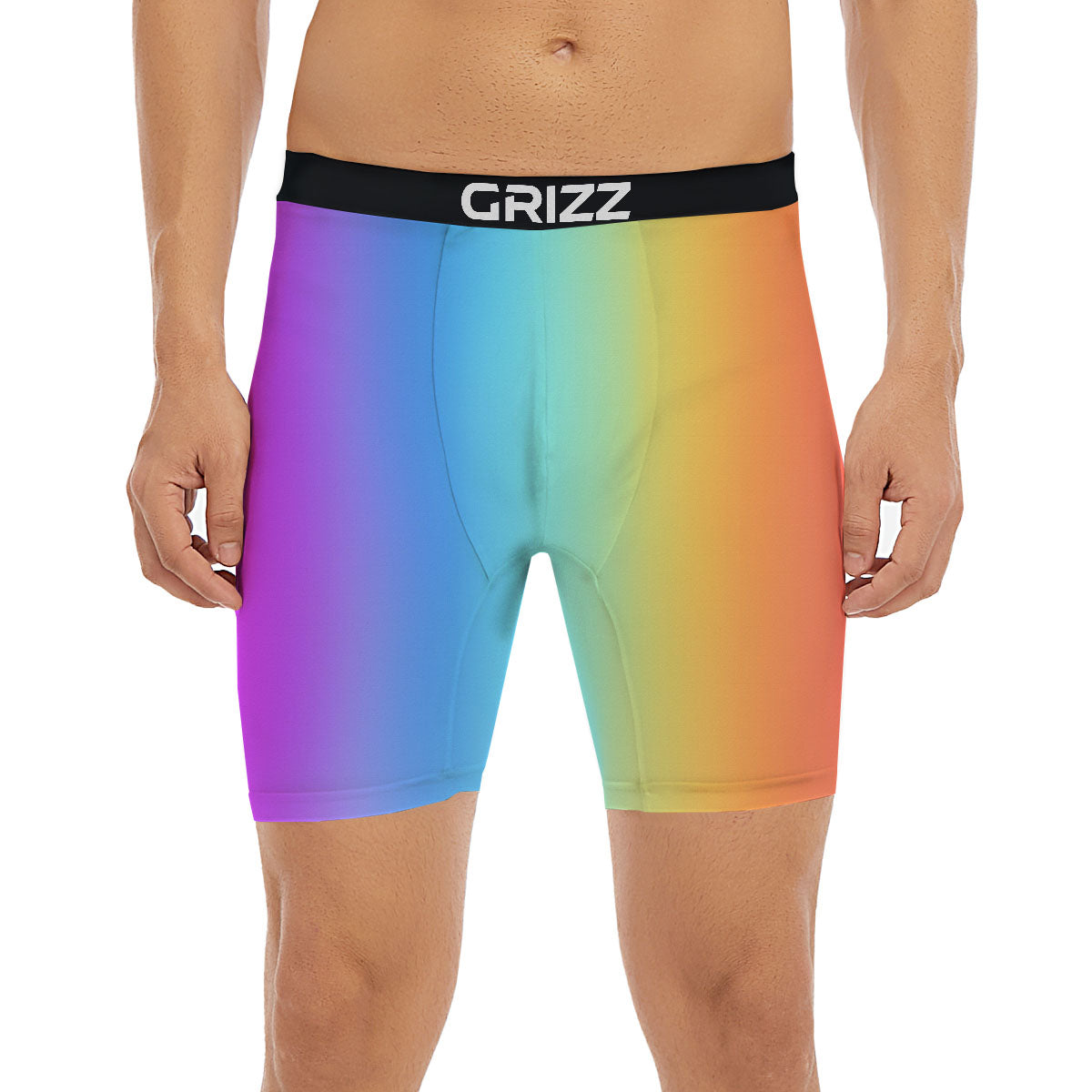 Gradient Rainbow Print Pattern Boxer Briefs-grizzshop
