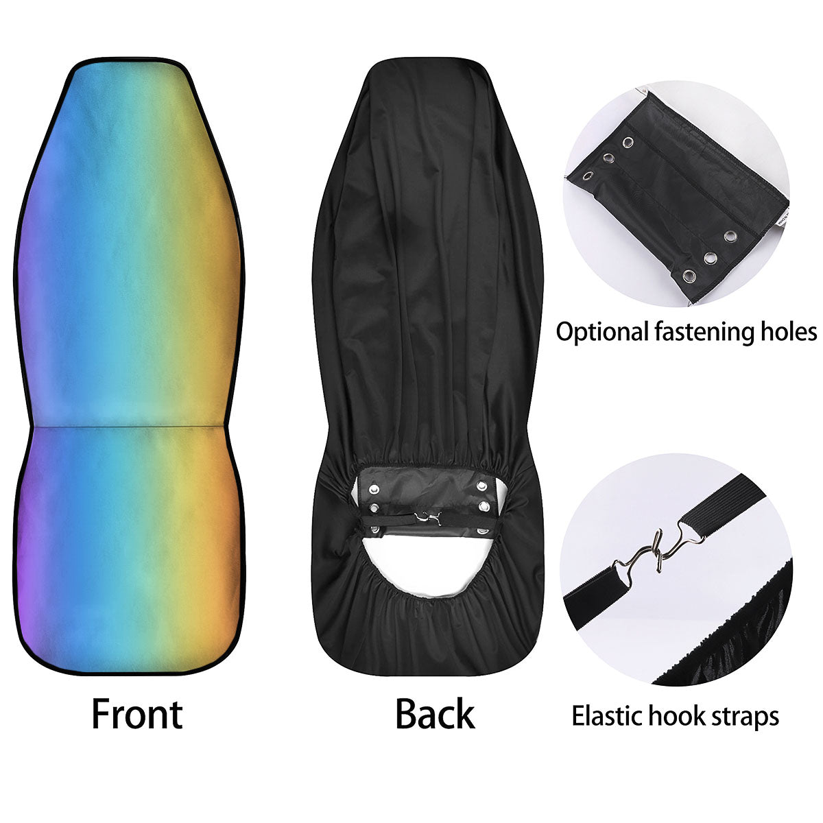 Gradient Rainbow Print Pattern Car Seat Covers-grizzshop