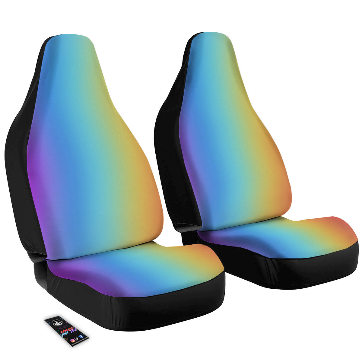 Gradient Rainbow Print Pattern Car Seat Covers-grizzshop