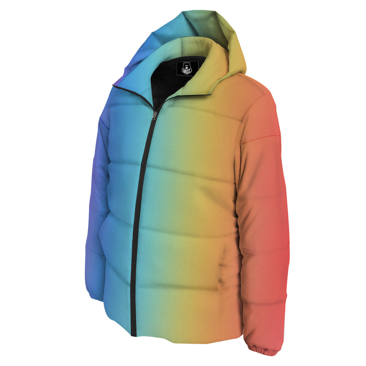 Gradient Rainbow Print Pattern Down Jacket-grizzshop
