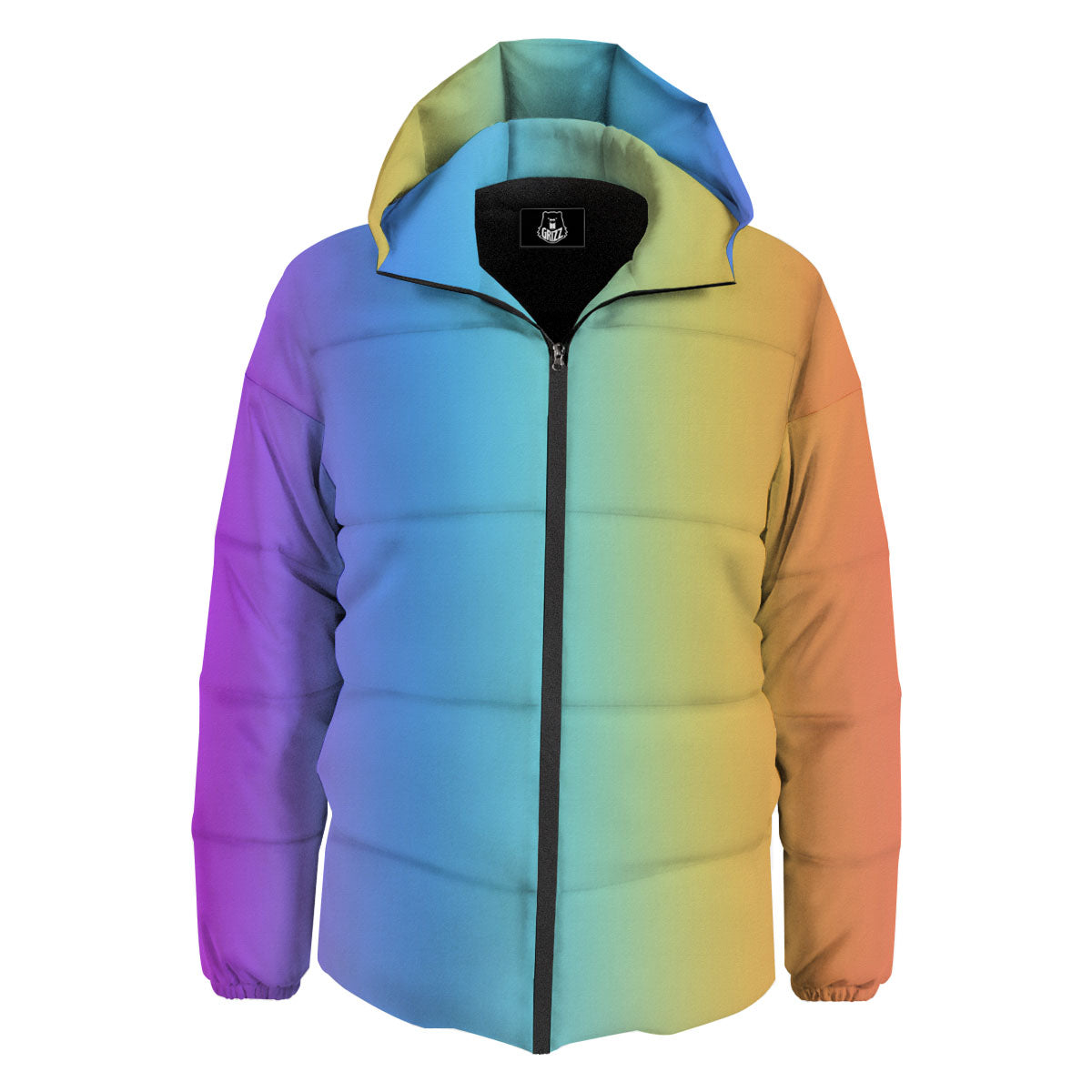 Gradient Rainbow Print Pattern Down Jacket-grizzshop
