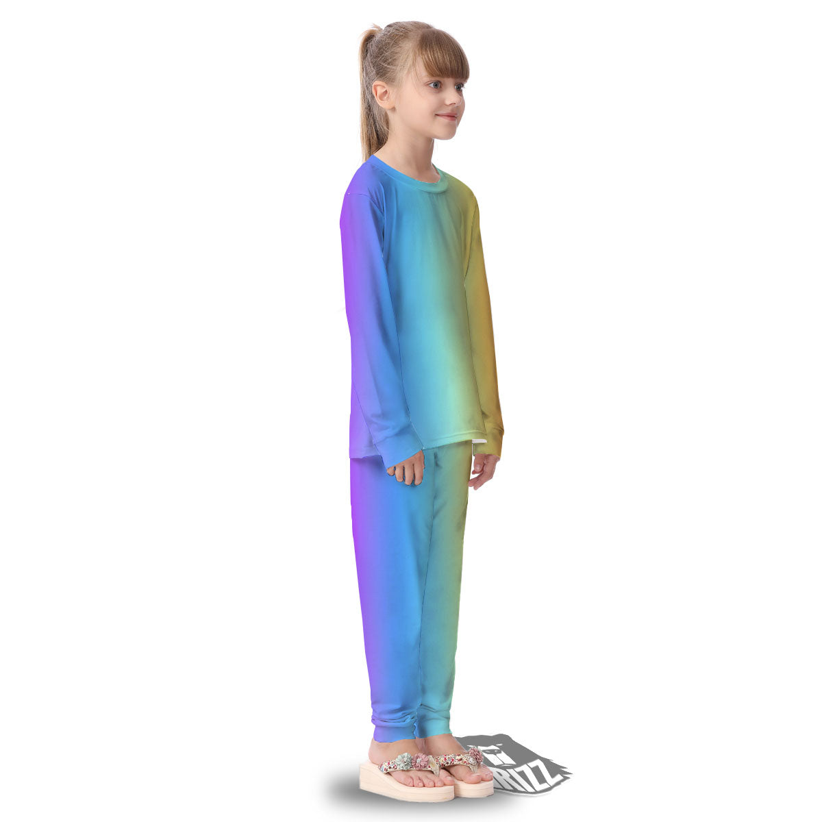 Gradient Rainbow Print Pattern Kid's Pajamas-grizzshop