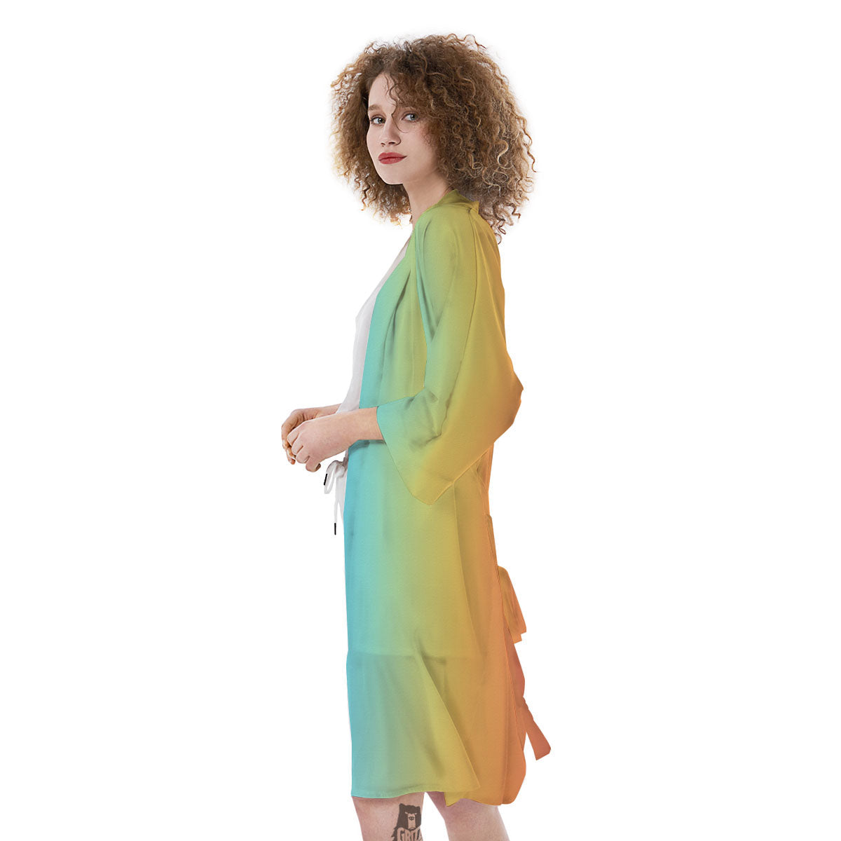 Gradient Rainbow Print Pattern Kimono-grizzshop