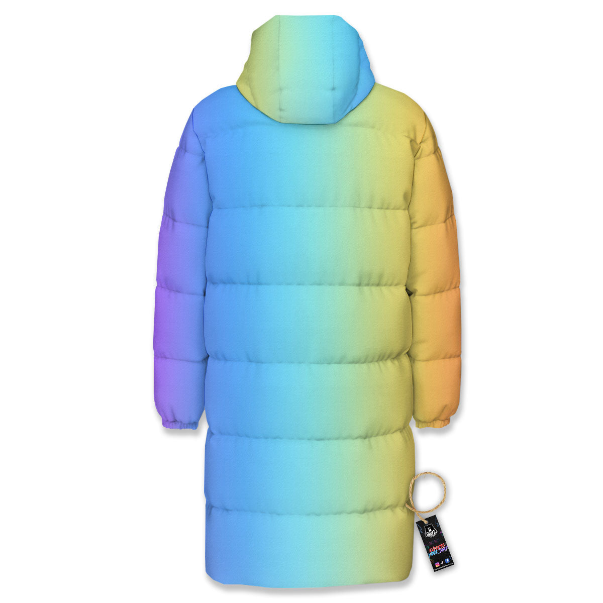 Gradient Rainbow Print Pattern Long Down Jacket-grizzshop