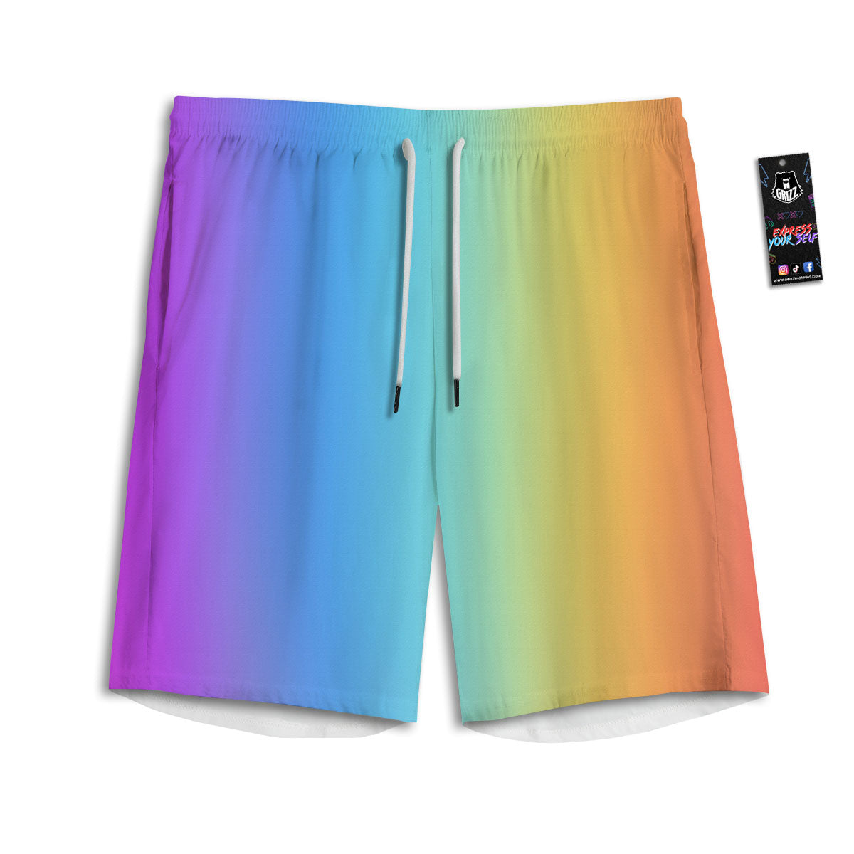 Gradient Rainbow Print Pattern Men's Athletic Shorts