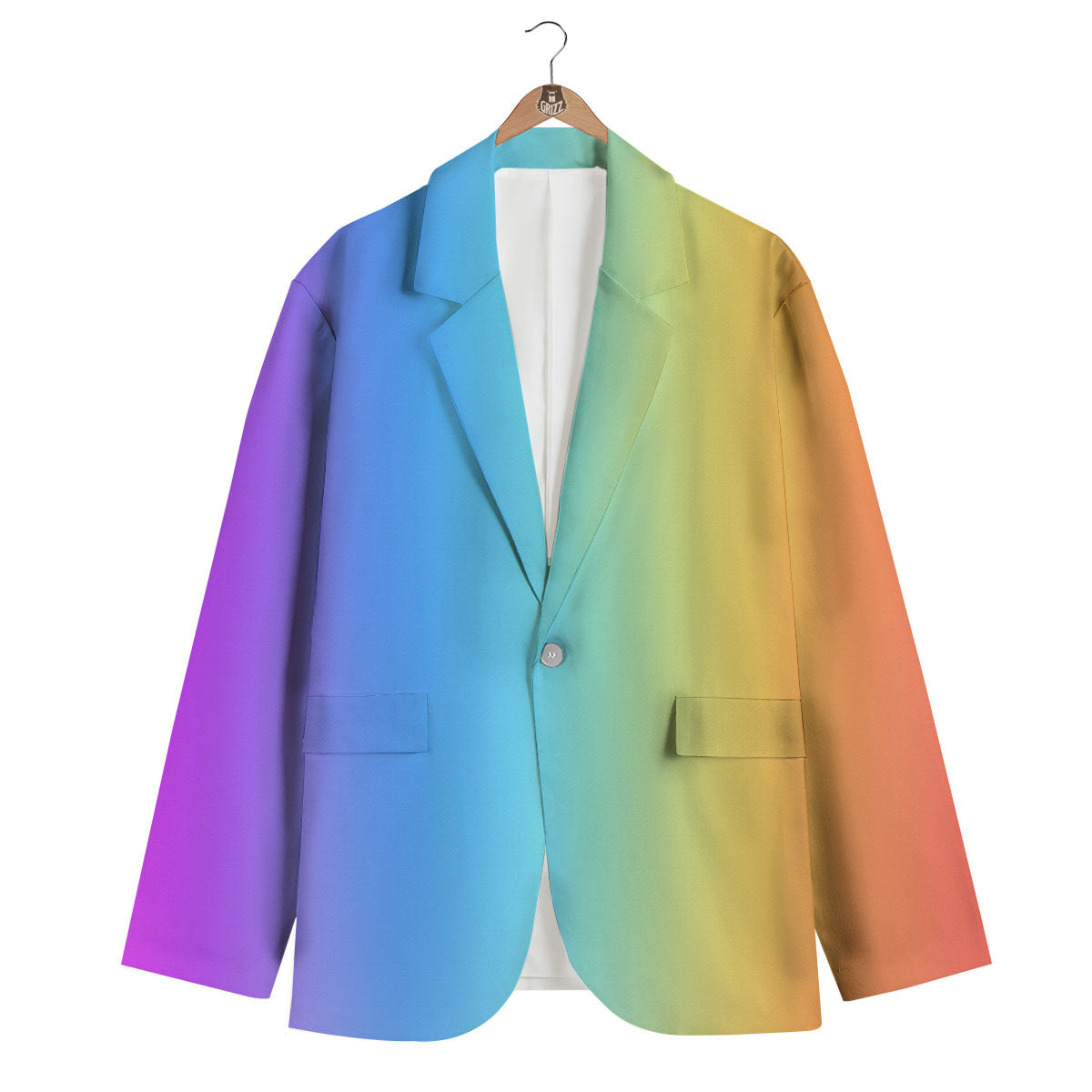 Gradient Rainbow Print Pattern Men's Blazer-grizzshop
