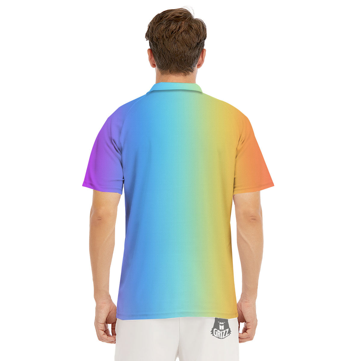 Gradient Rainbow Print Pattern Men's Golf Shirts-grizzshop