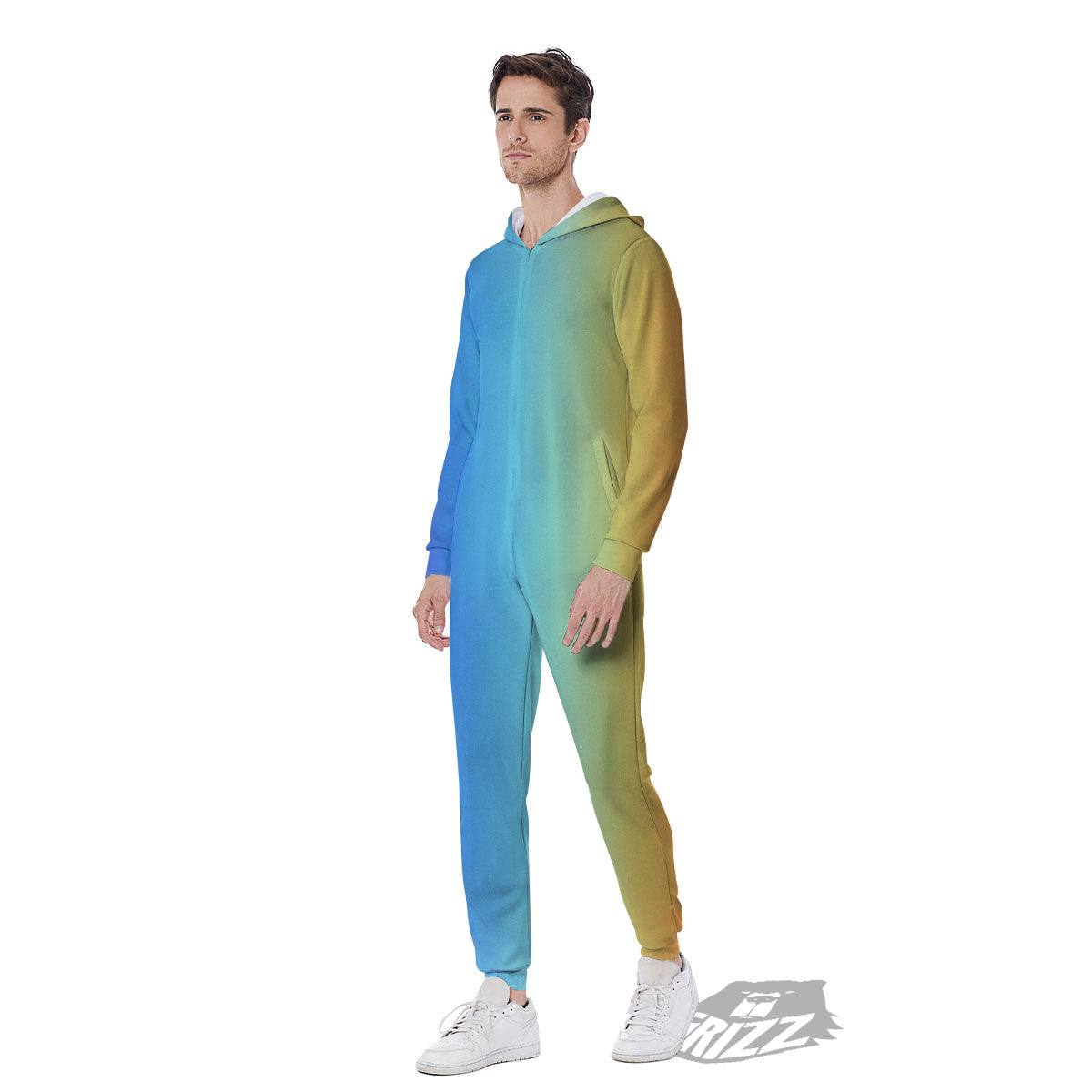 Gradient Rainbow Print Pattern Men's Jumpsuit-grizzshop