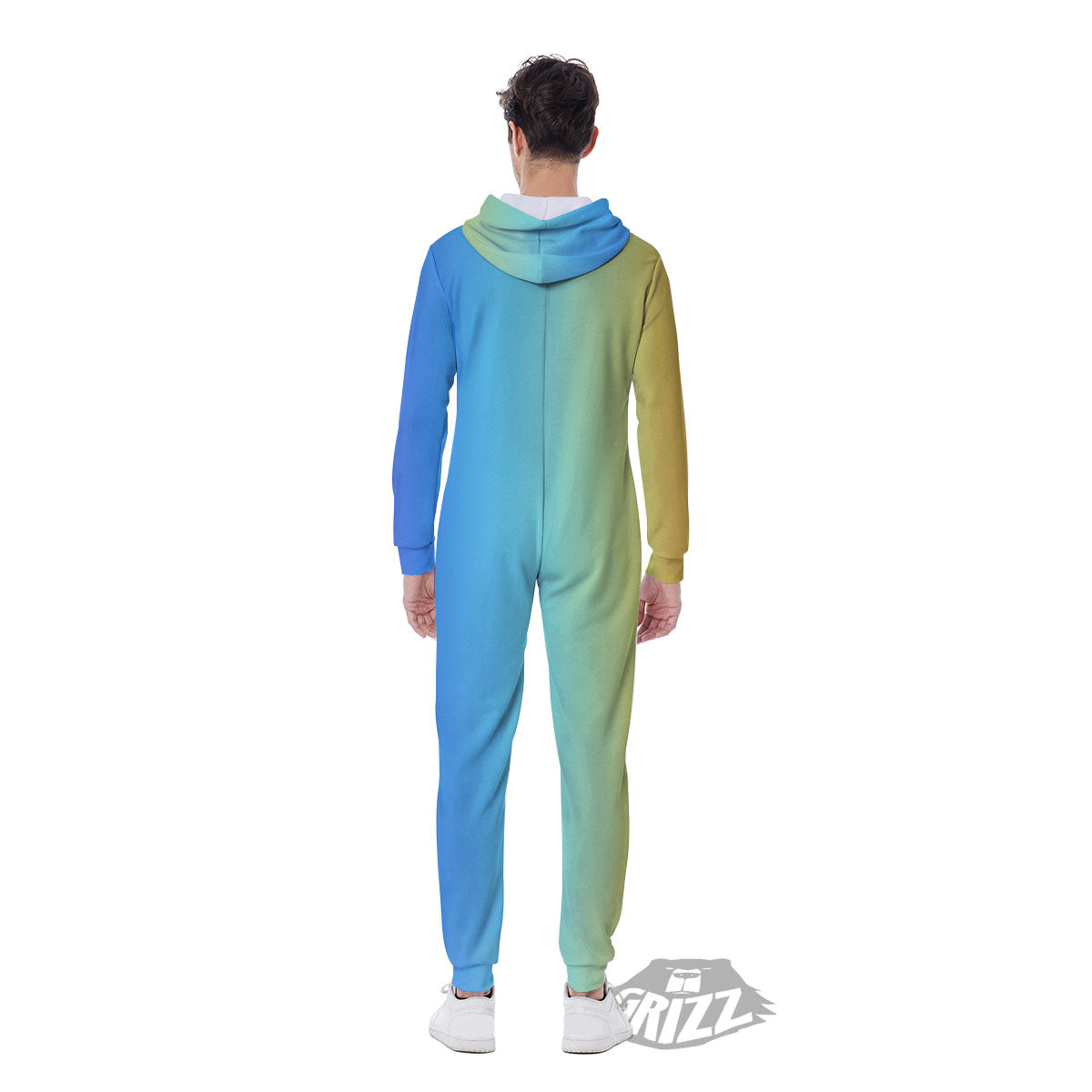 Gradient Rainbow Print Pattern Men's Jumpsuit-grizzshop