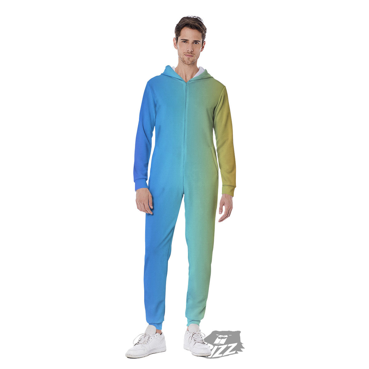 Gradient Rainbow Print Pattern Men's Jumpsuit-grizzshop