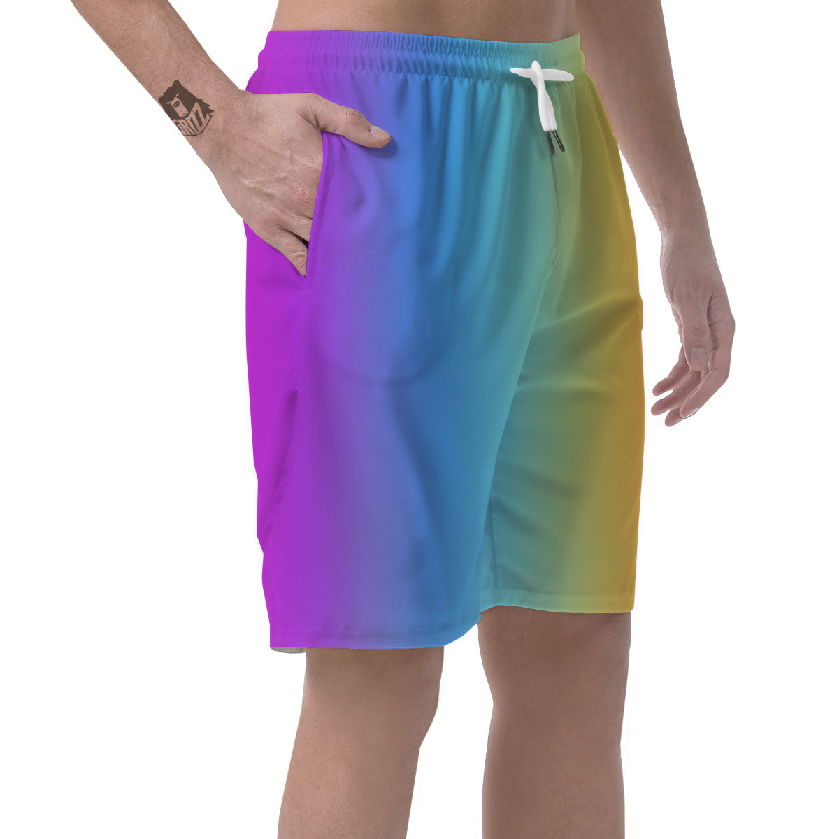 Gradient Rainbow Print Pattern Men's Shorts-grizzshop