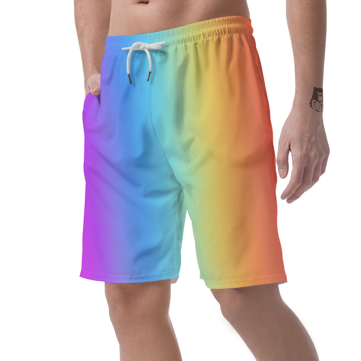 Gradient Rainbow Print Pattern Men's Shorts-grizzshop