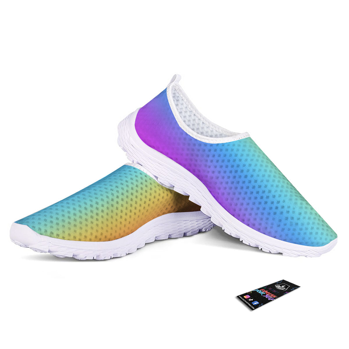 Gradient Rainbow Print Pattern Nurse Shoes-grizzshop
