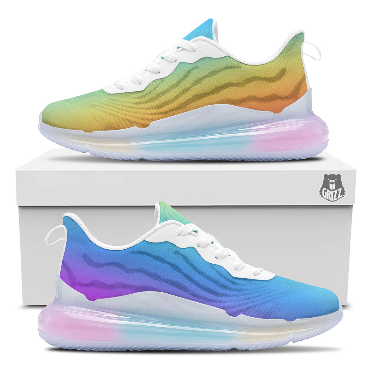 Gradient Rainbow Print Pattern Running Sneakers-grizzshop