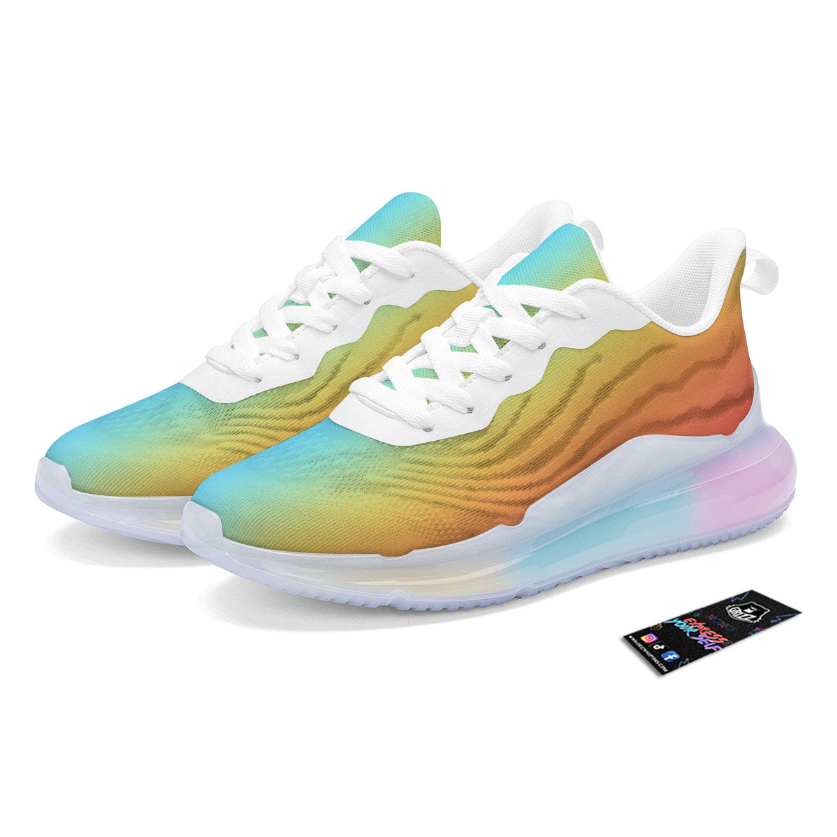 Gradient Rainbow Print Pattern Running Sneakers-grizzshop
