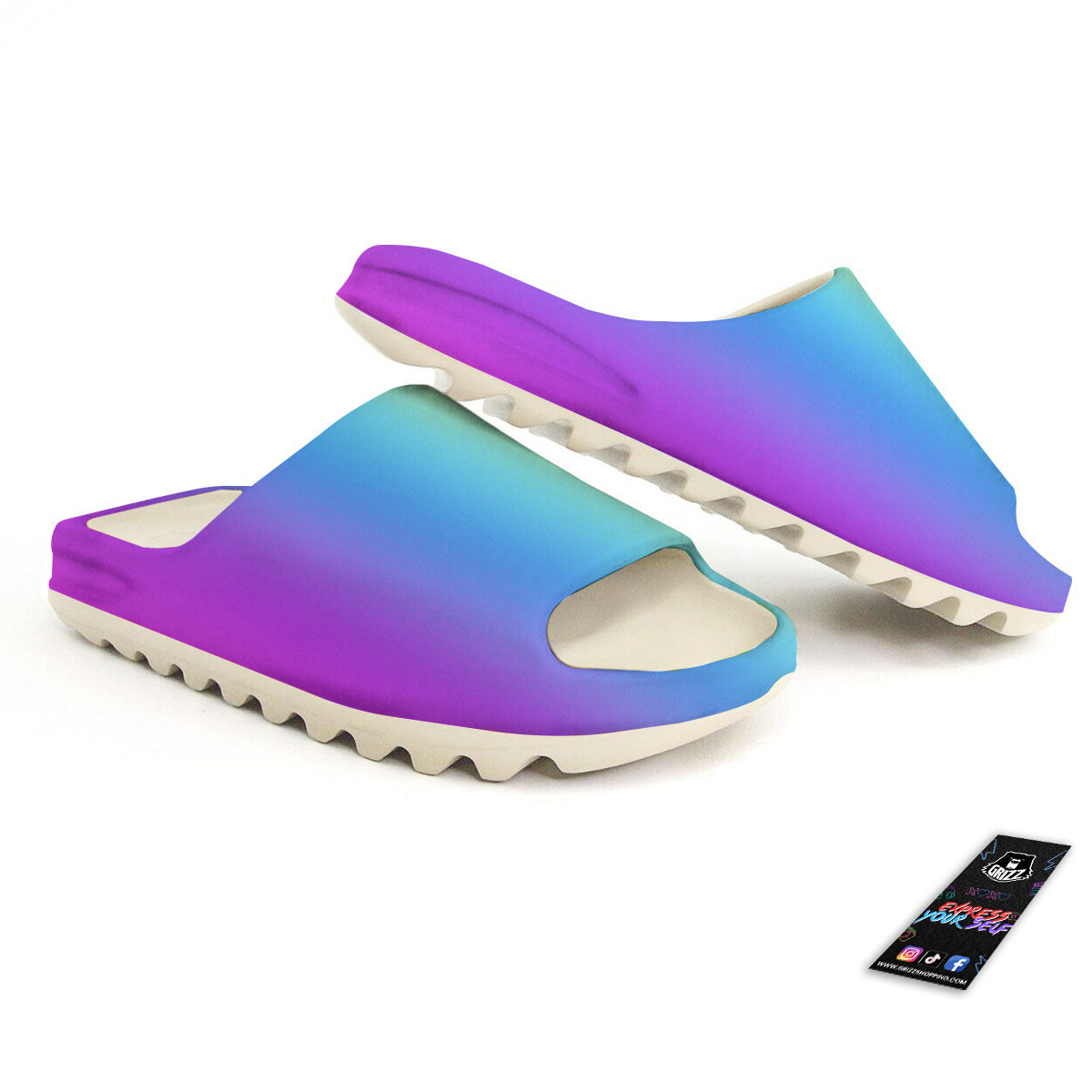 Gradient Rainbow Print Pattern Sandals-grizzshop