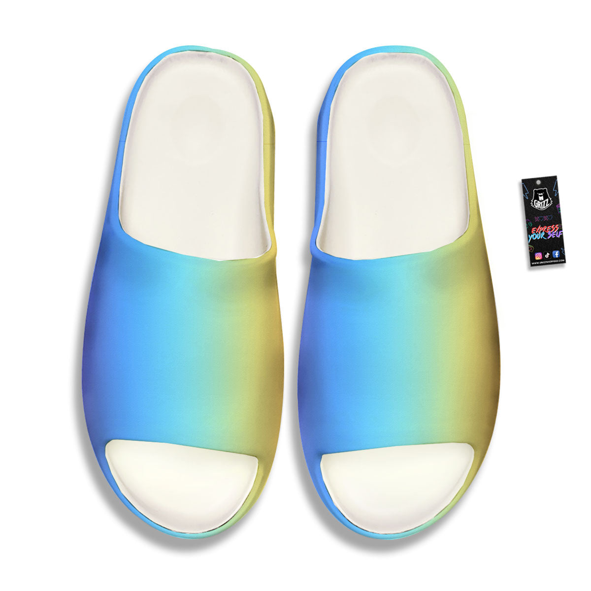 Gradient Rainbow Print Pattern Sandals-grizzshop