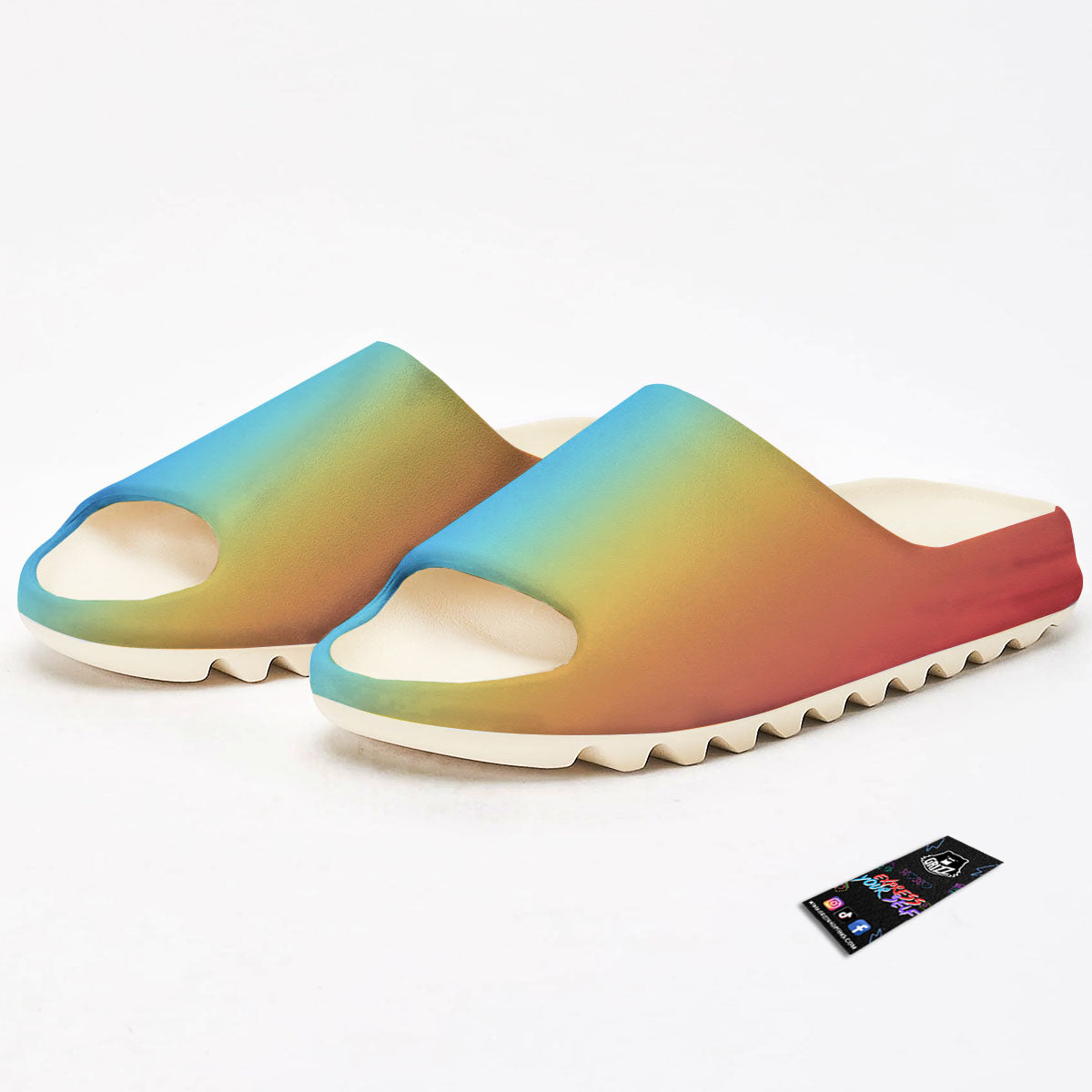 Gradient Rainbow Print Pattern Sandals-grizzshop