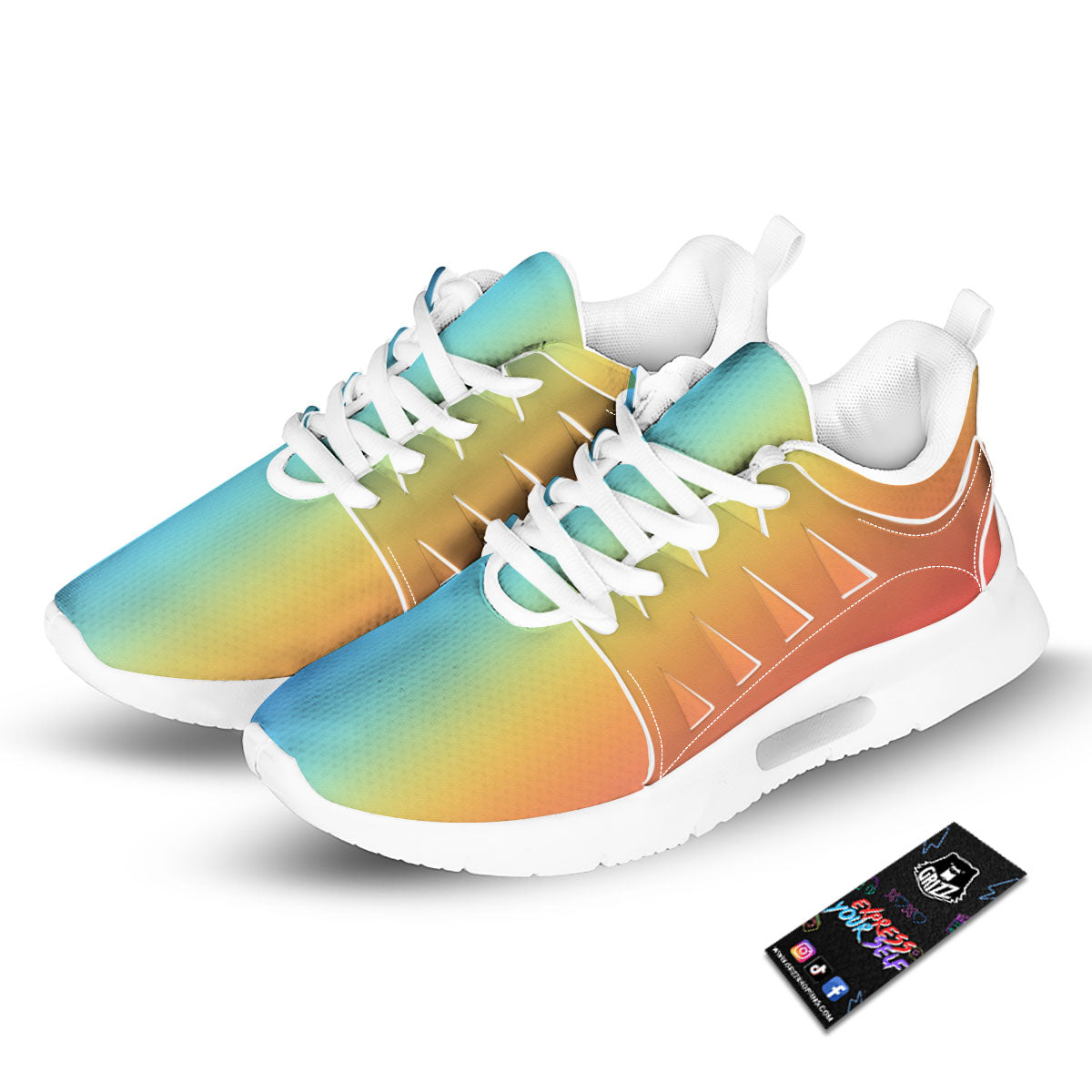 Gradient Rainbow Print Pattern Tennis Shoes-grizzshop