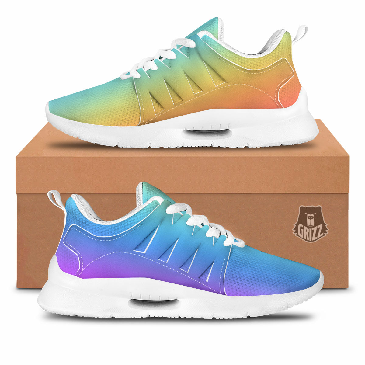 Gradient Rainbow Print Pattern Tennis Shoes-grizzshop