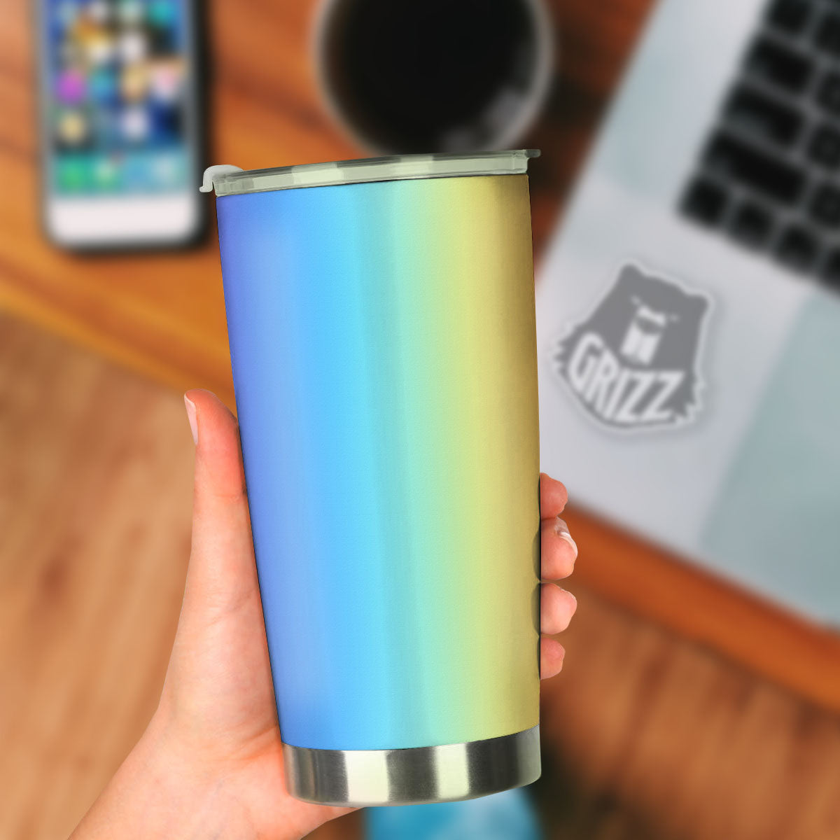 Gradient Rainbow Print Pattern Tumbler-grizzshop