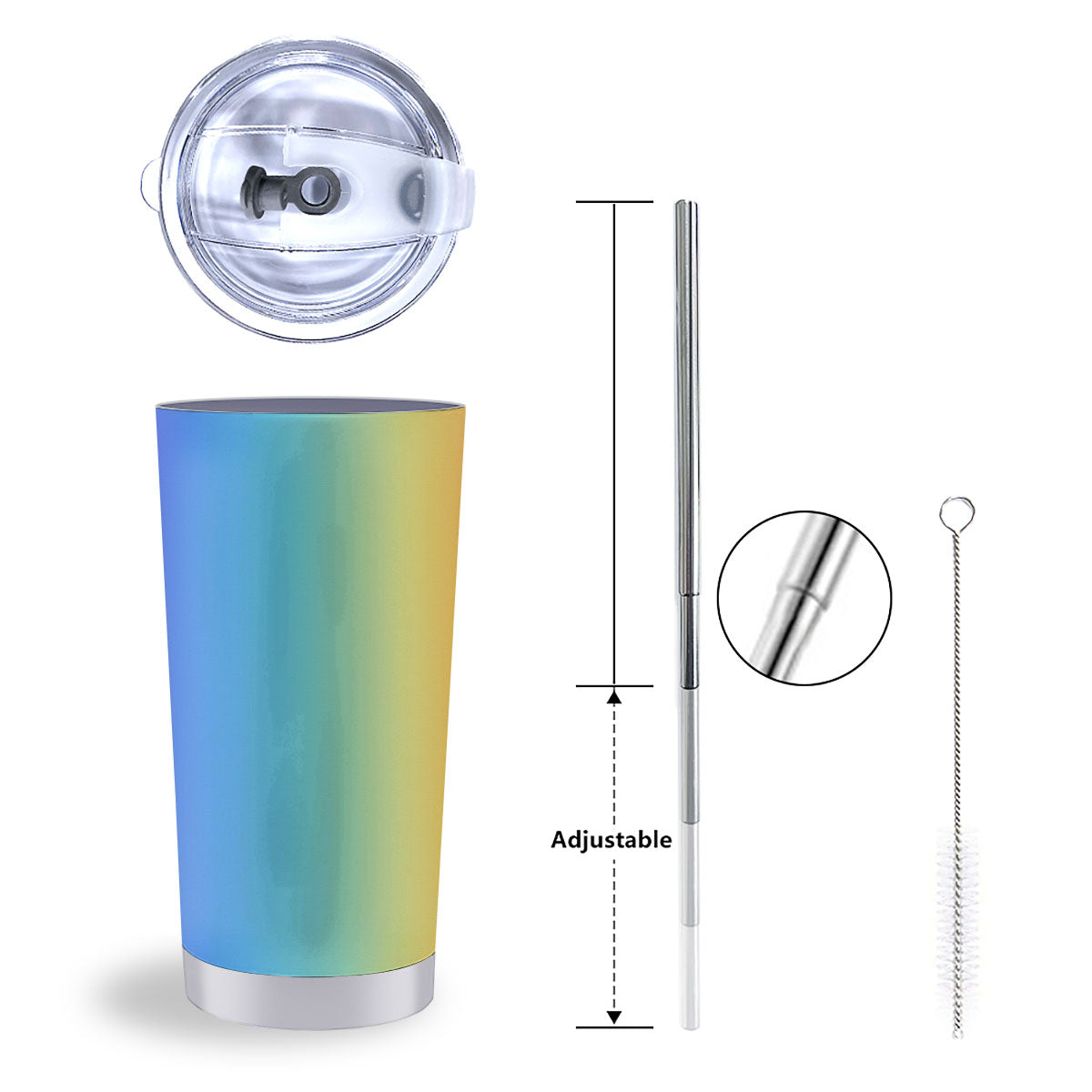 Gradient Rainbow Print Pattern Tumbler-grizzshop