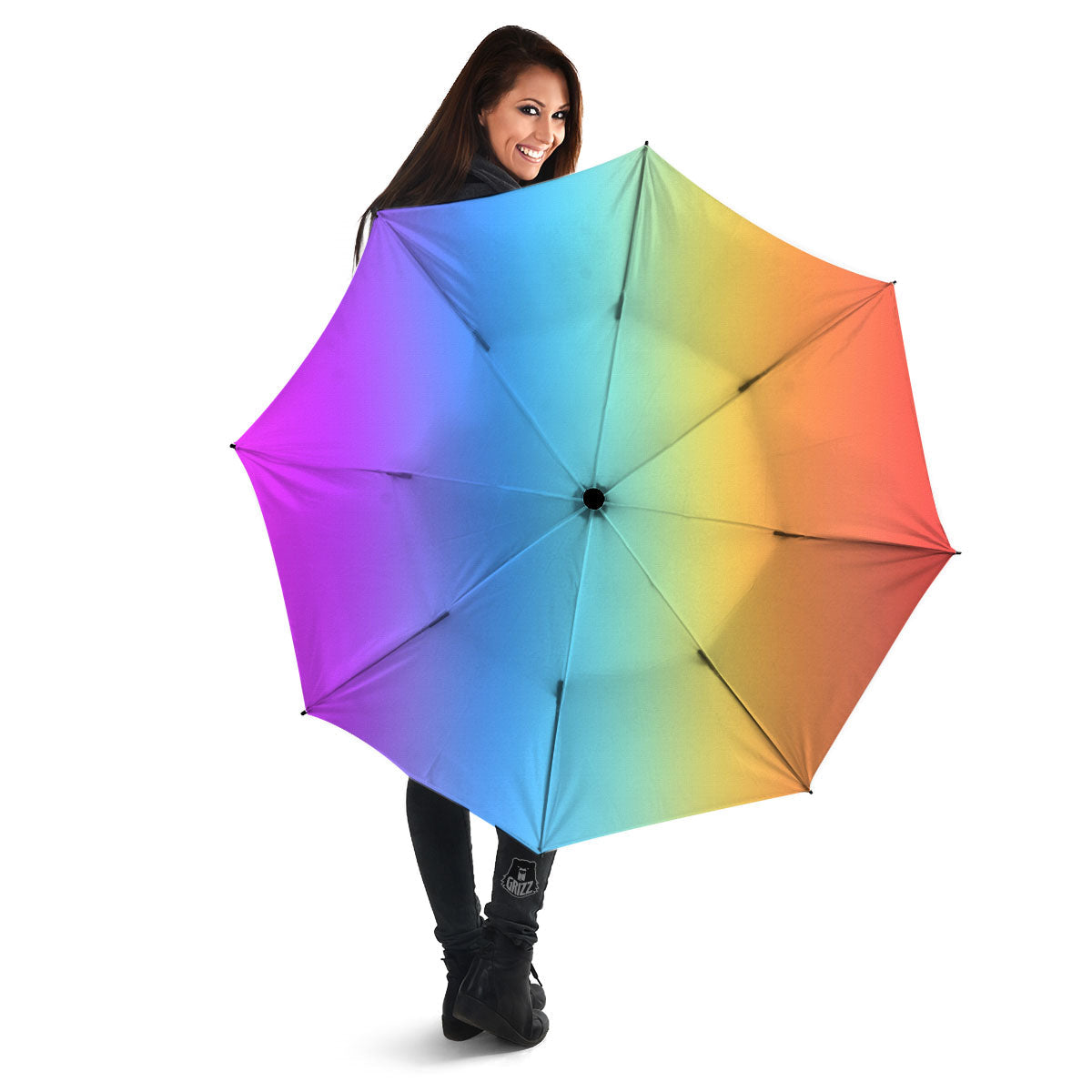 Gradient Rainbow Print Pattern Umbrella-grizzshop