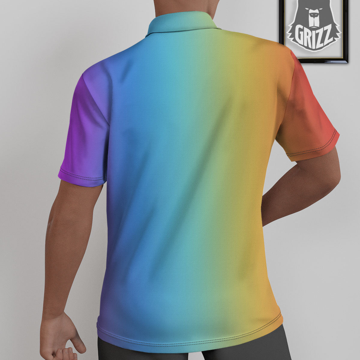 Gradient Rainbow Print Pattern Untucked Shirts-grizzshop